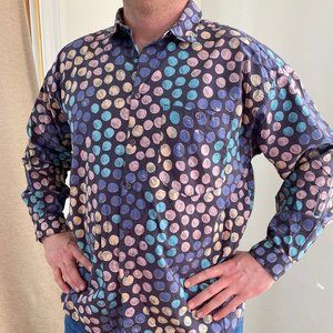 Vintage Fluid Multicolored Dots Button Down Shirt